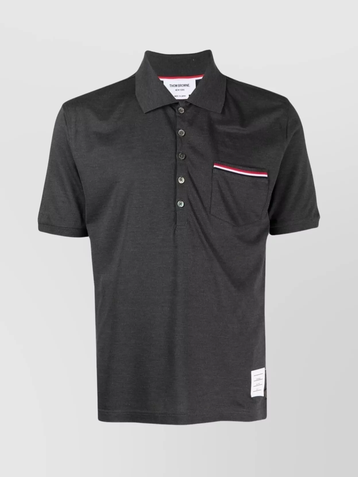 THOM BROWNE COLLAR POLO SHIRT WITH PATCH POCKET