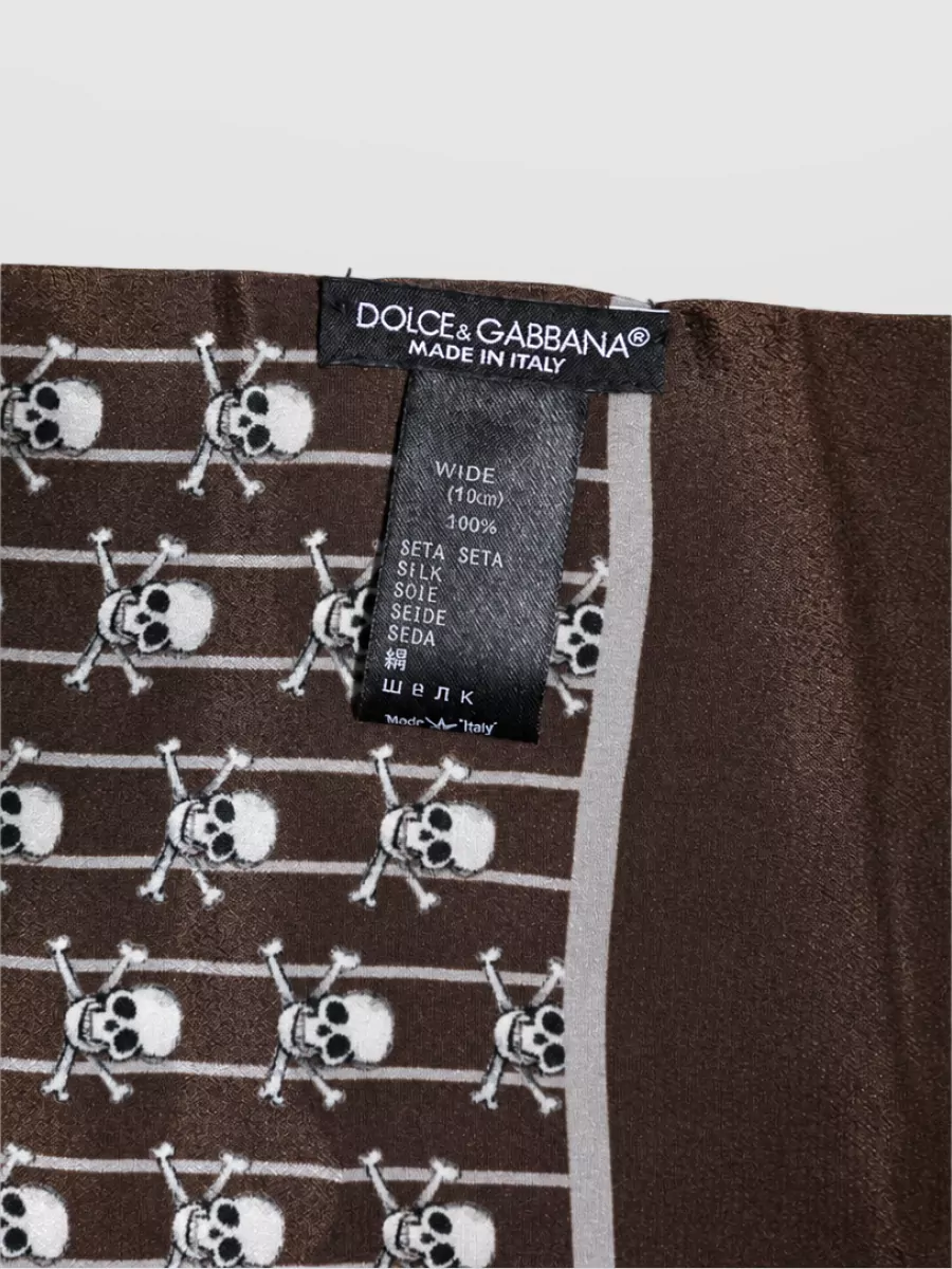 Dolce&Gabbana Silk Skull Print Fringed Scarf