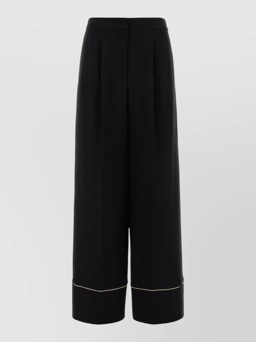 Fendi Wool Blend Pyjama Trousers High Waist In Black