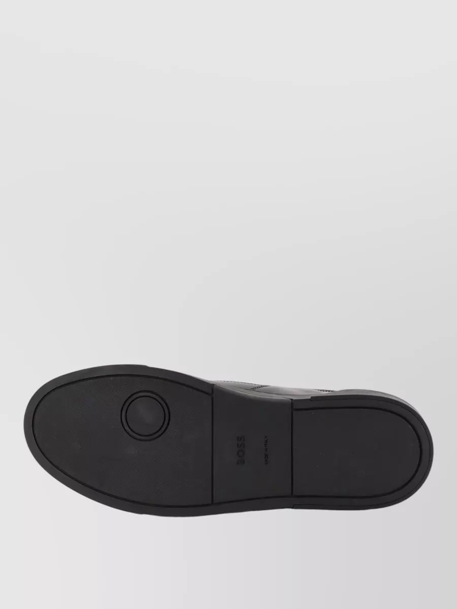 Boss Leather Low-Top Lace-Up Sneakers