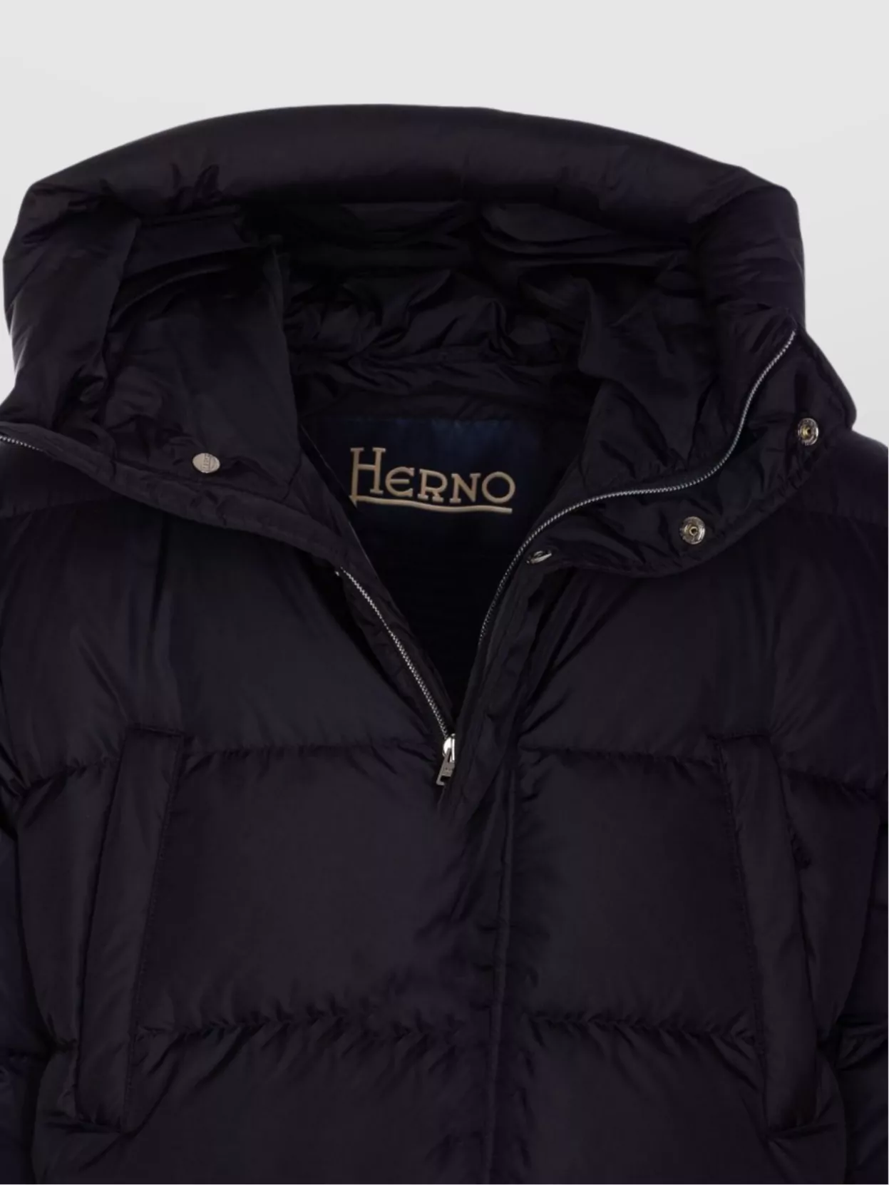 Herno Black Chamonix Nylon Hooded Bomber Jacket In Black