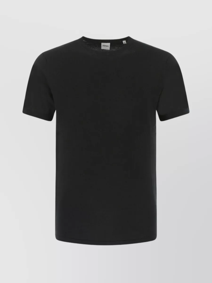 Shop Aspesi Cotton Ribbed Crew-neck T-shirt In Black