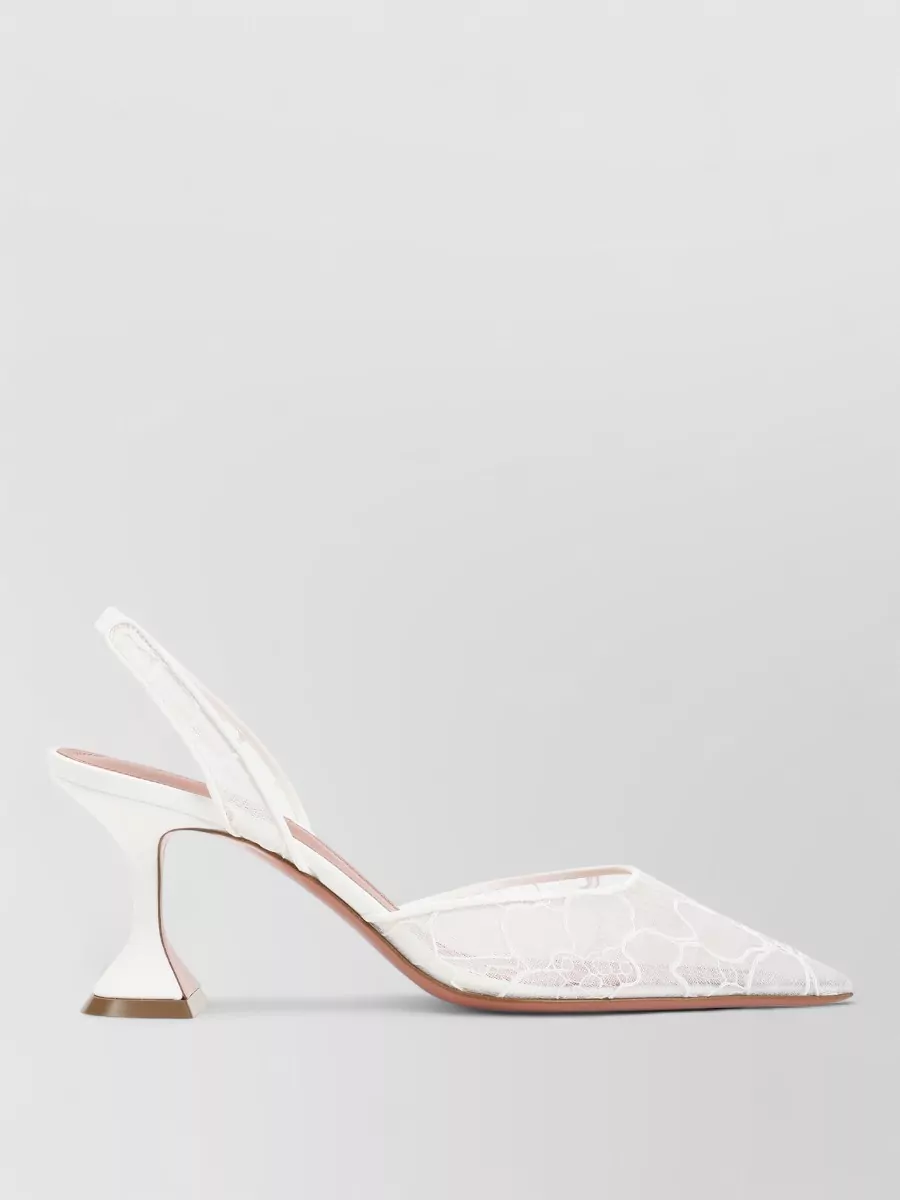 Amina Muaddi Leather Holli Lace Slingback Pumps
