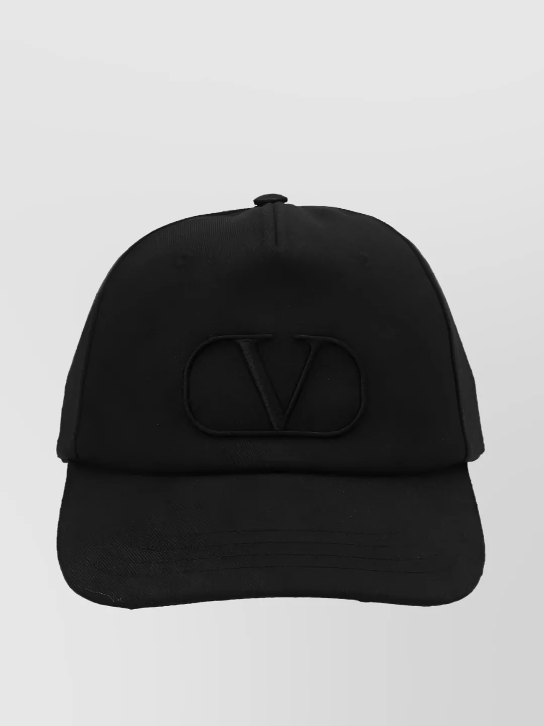 Shop Valentino Panelled Cap With Curved Peak And Top Button In Black