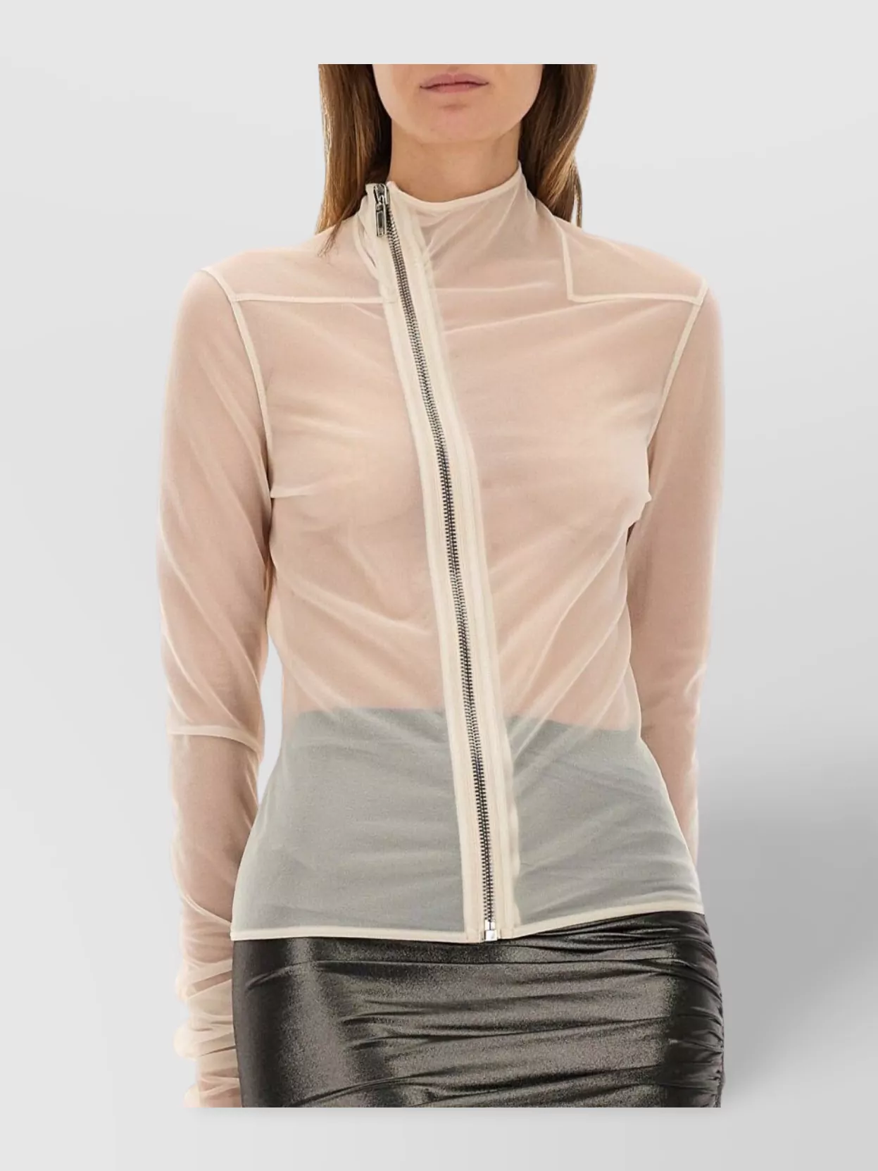Rick Owens Lilies Long Sleeve Sheer High Collar Jacket