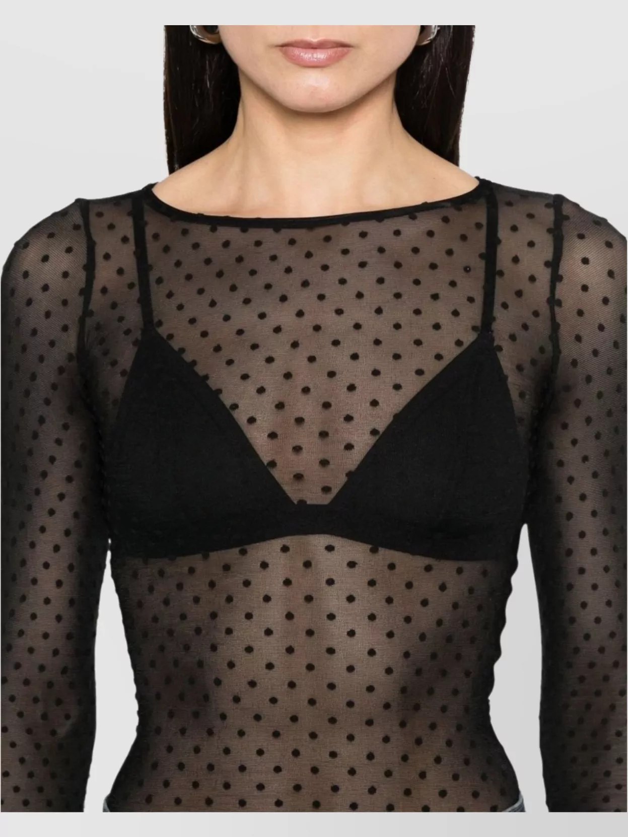 Wolford Sheer Polka Dot Boat Neck Bodysuit
