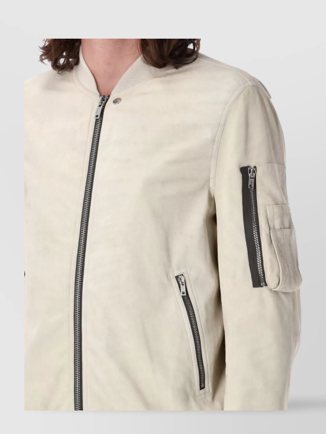 Rick Owens Aviator Bomber With Ribbed Accents