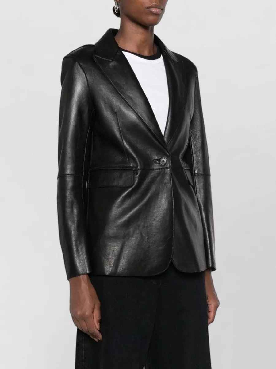 Parosh Leather Single-Breasted Coat