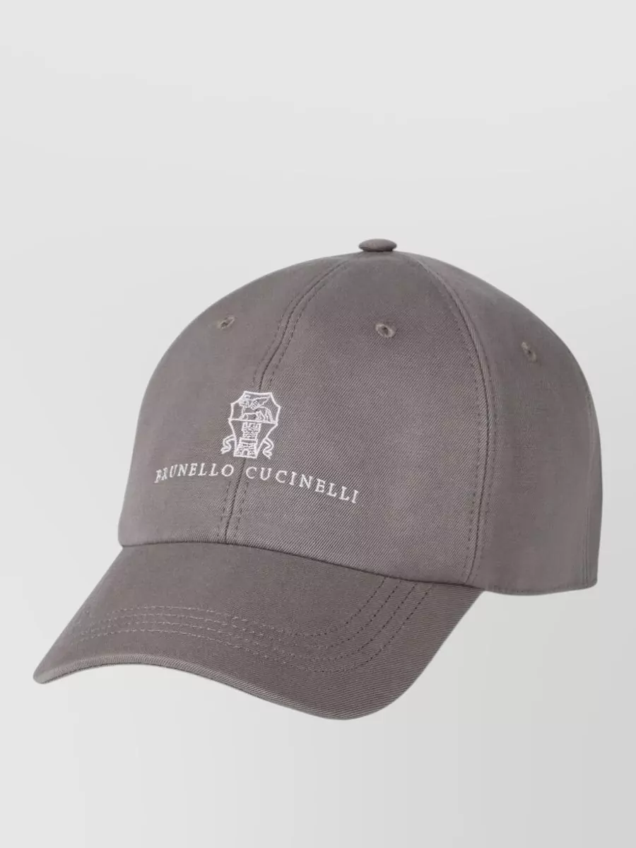 Brunello Cucinelli Logo Cap Featuring Curved Brim And Eyelet Vents In Gray