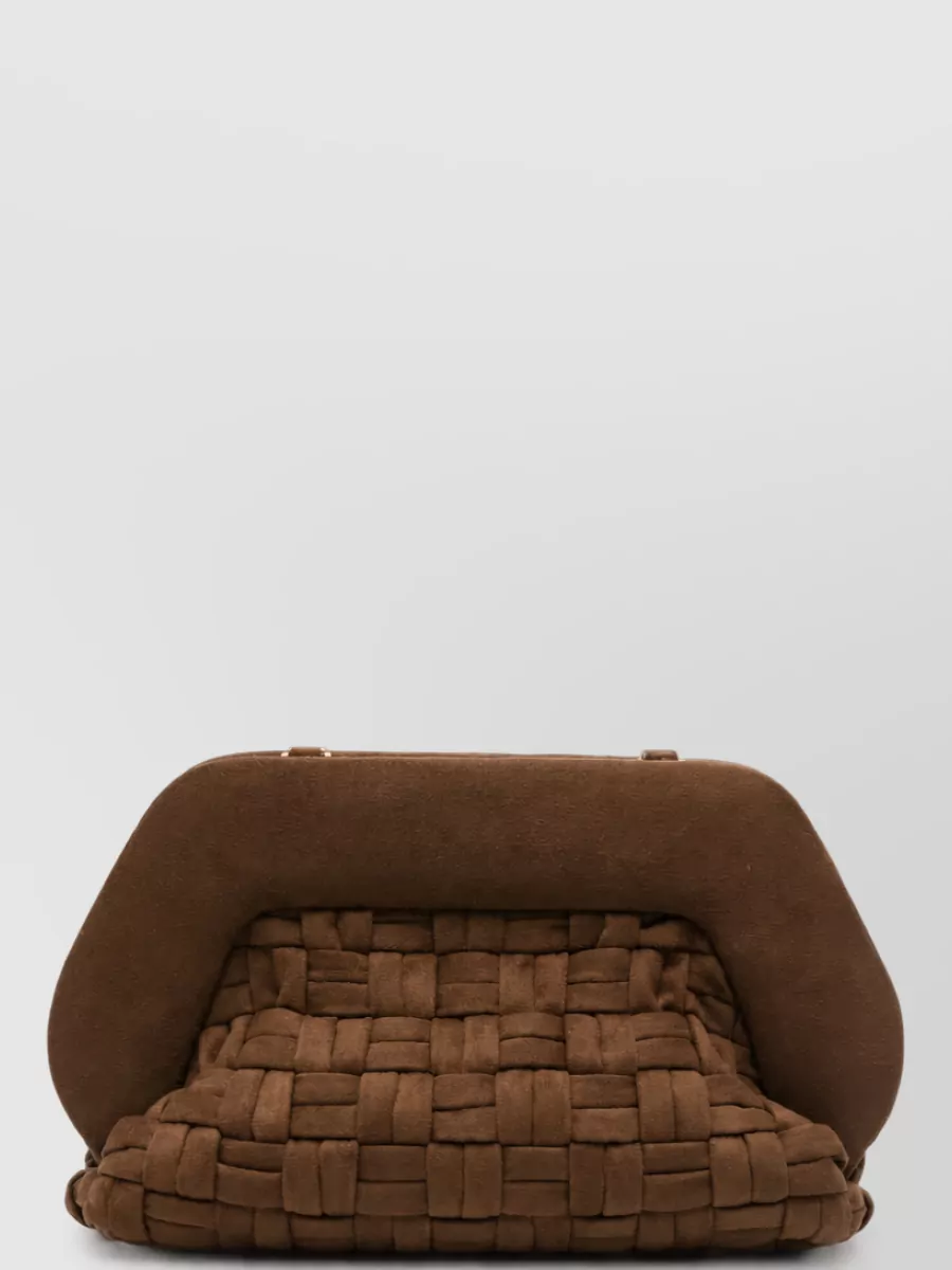 Themoiré Bios Medium Suede-Effect Woven Clutch Bag