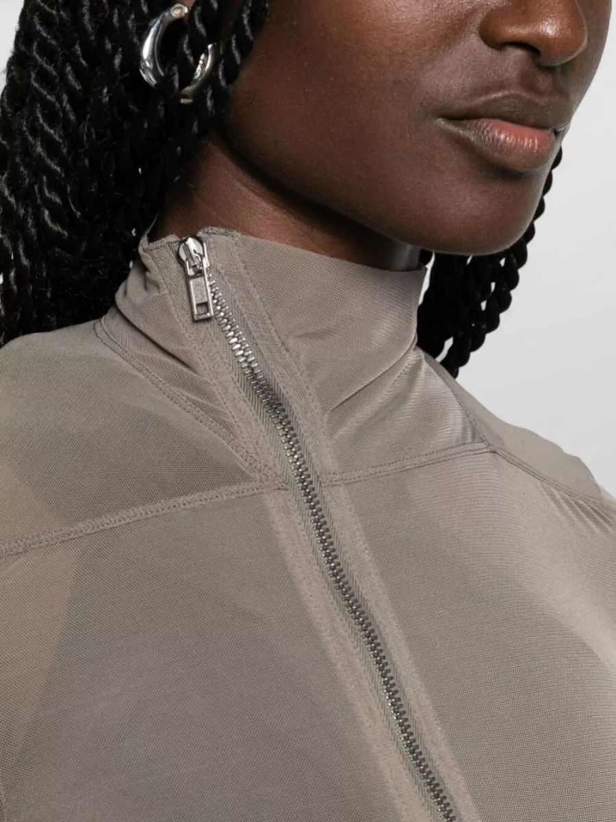 Rick Owens Sheer Slim-Fit High-Neck Long-Sleeve Top