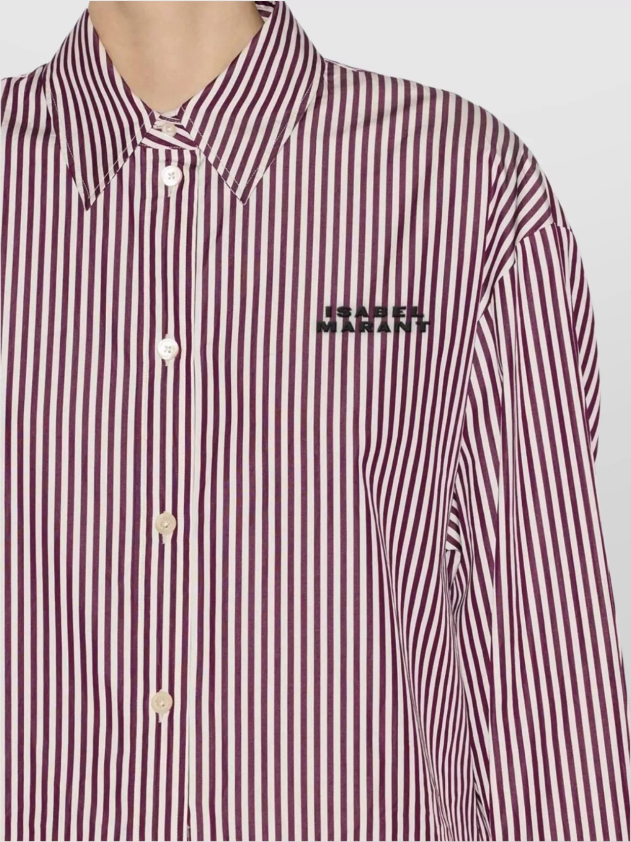 Isabel Marant Striped Cotton Shirt With Curved Hem