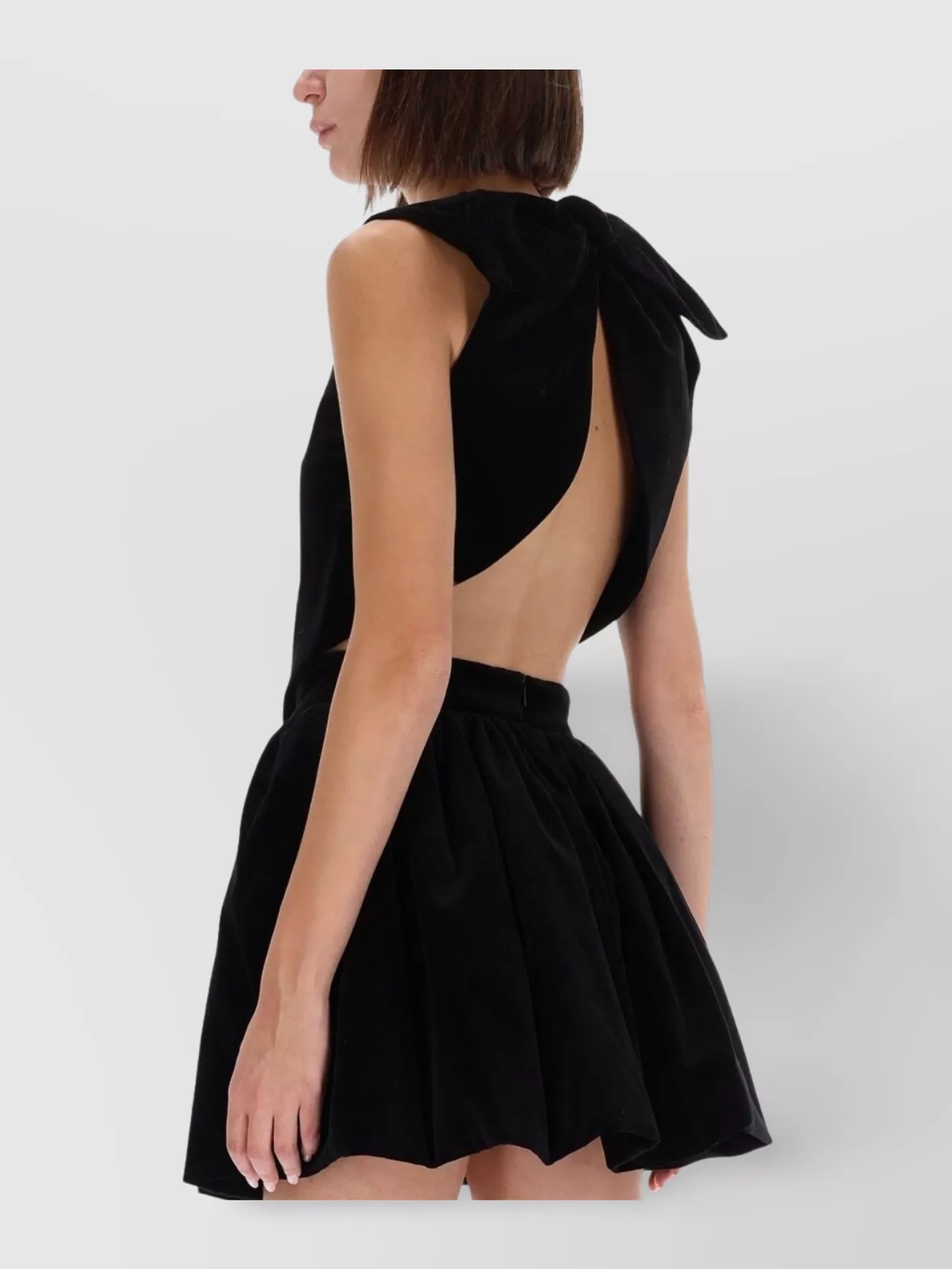 Patou Bow Detail Mini Top With Open Back In Black