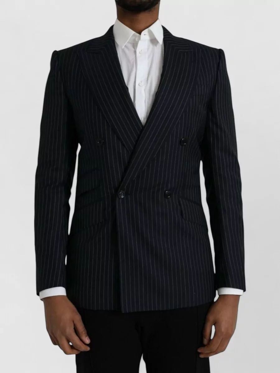Dolce&Gabbana wool silk pinstripe double-breasted suit jacket