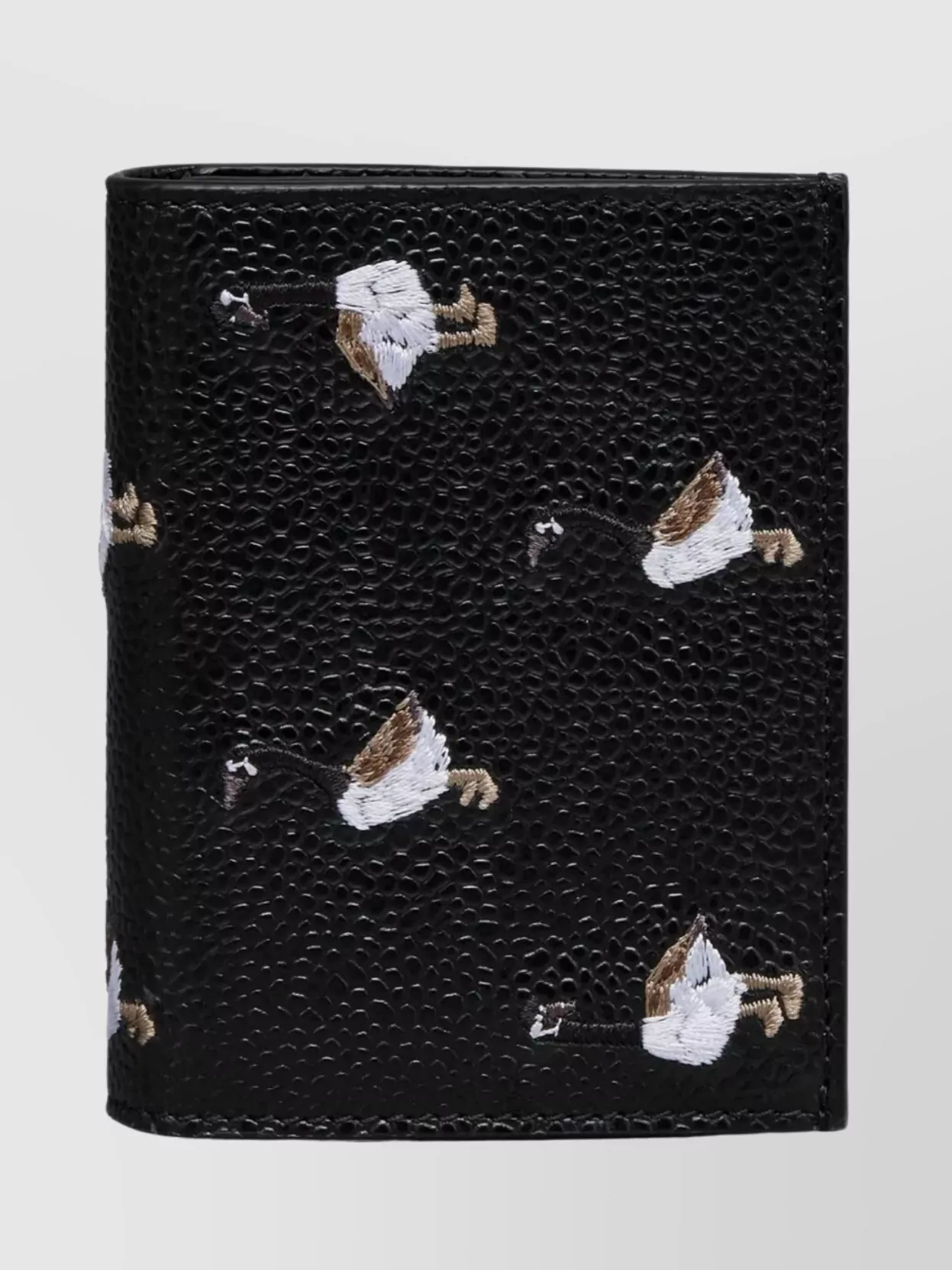 Thom Browne Double Card Holder Embroidered Leather