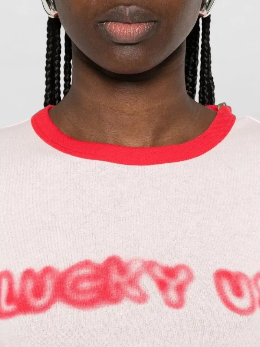 Kenzo Words Cropped Cotton Graffiti Front T Shirt