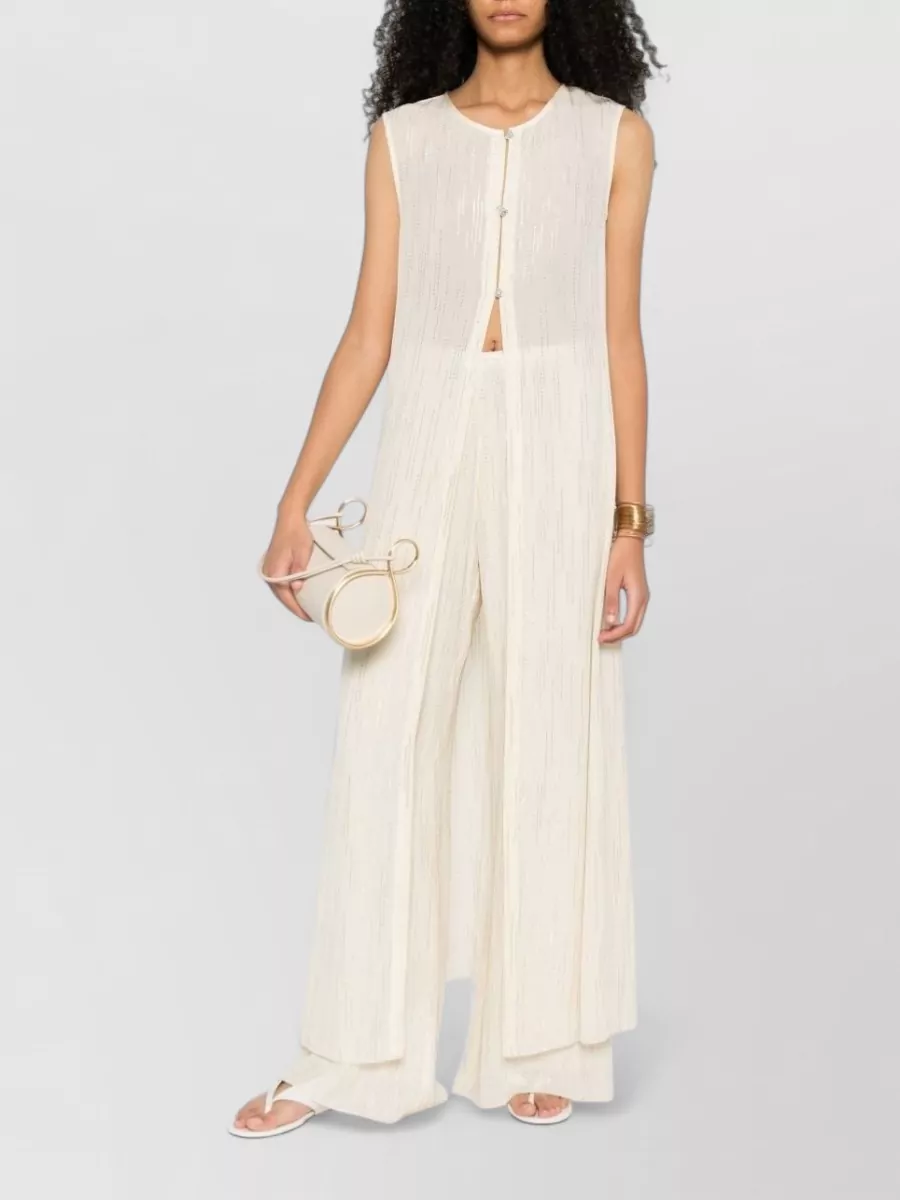 Forte Forte Crystal Textured Knit Wide-Leg Trousers