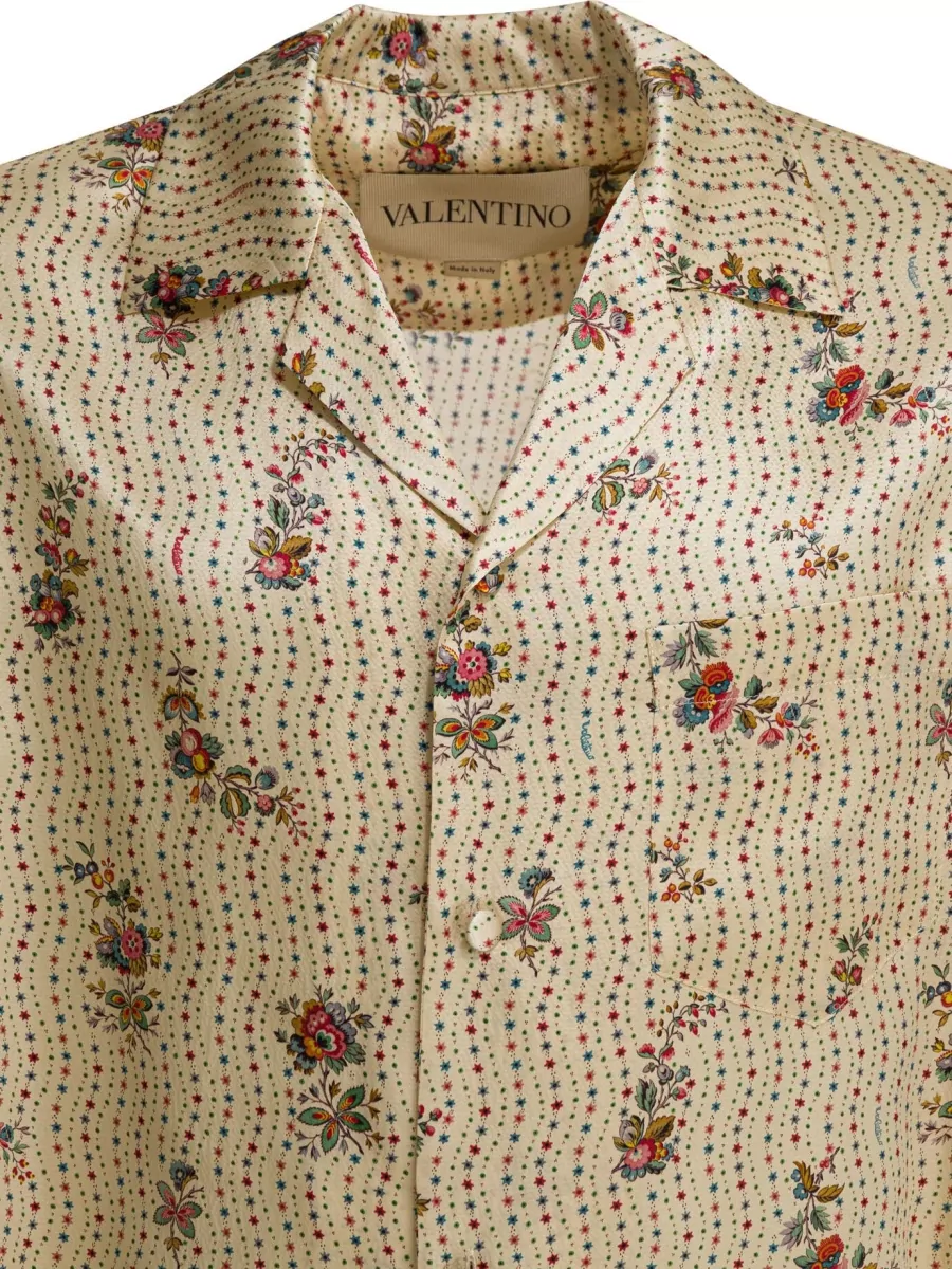 Valentino Silk Floral Print Short-Sleeve Bowling Shirt
