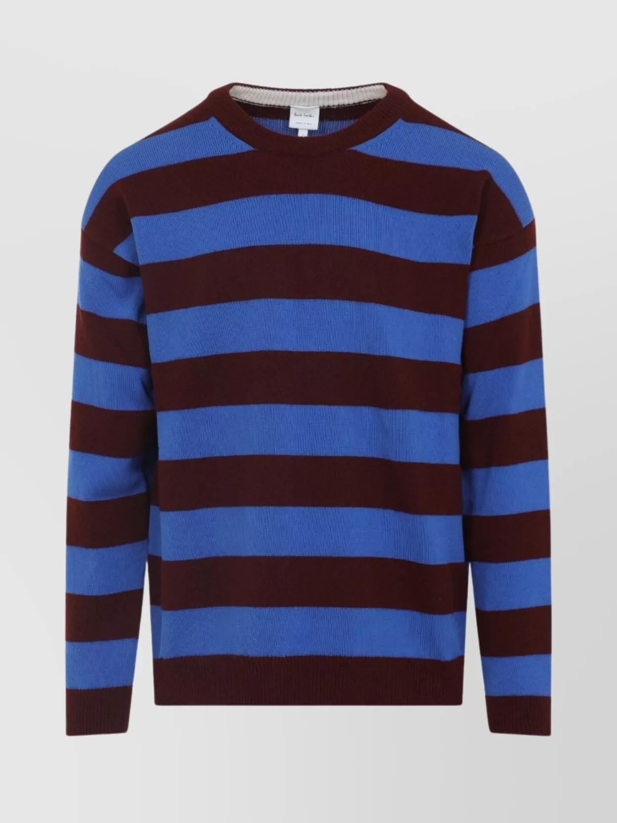 Shop Paul Smith Crew Neck Striped Wool Cotton Pullover