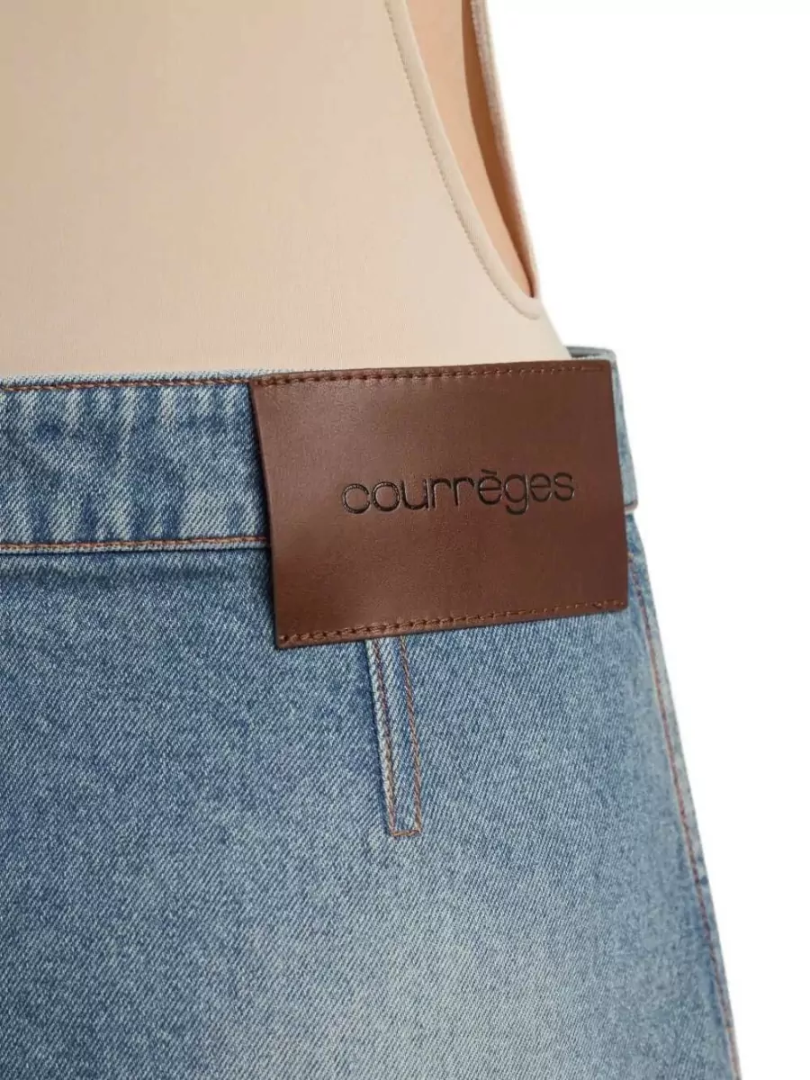 Courrèges Signature Denim Mini Skirt Front Pockets