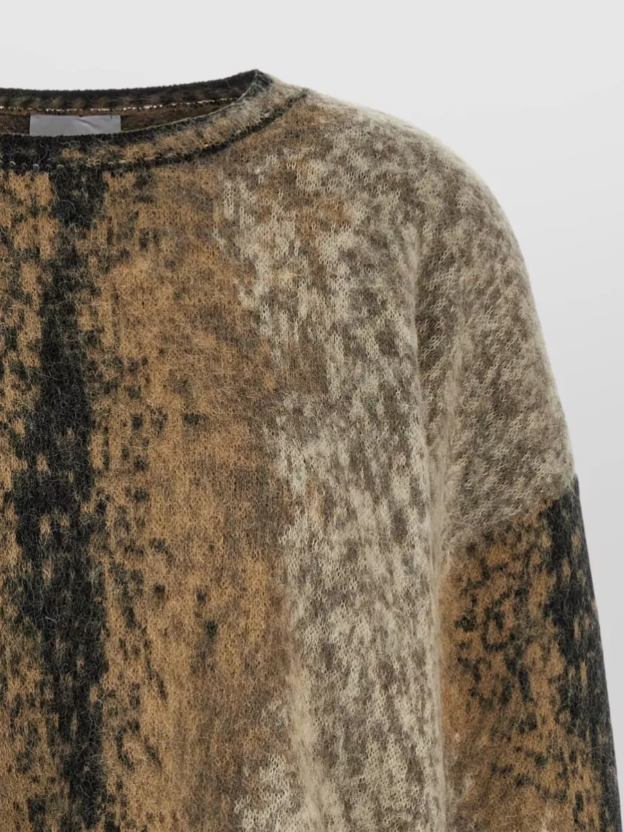 Nude Alpaca Wool Oversized Abstract Pattern Sweater