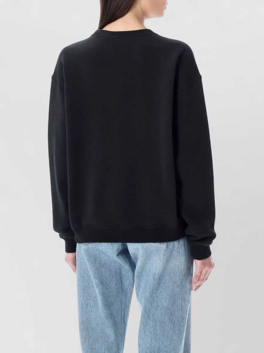 Polo Ralph Lauren Crew Neck Cotton Fleece Sweatshirt In Black