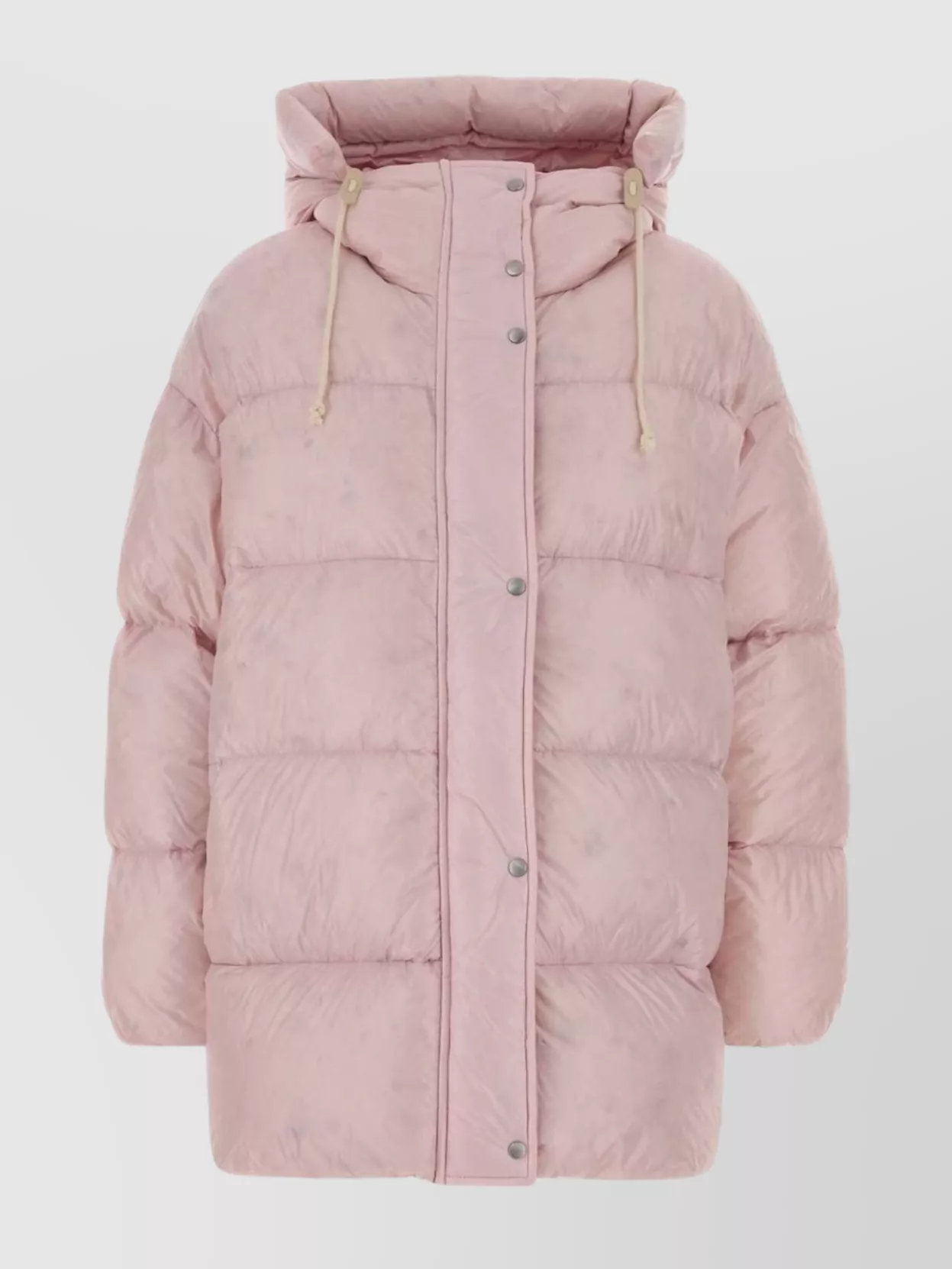 Jil Sander Long Nylon Down Jacket With Drawstring Hood In Purple