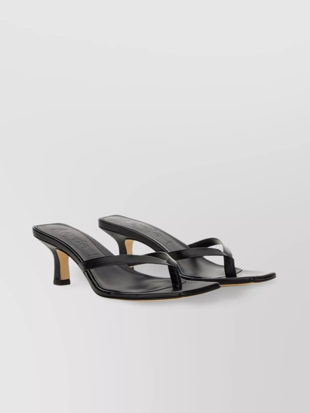 Aeyde Kitten Heel Sandal With Strappy Square Toe