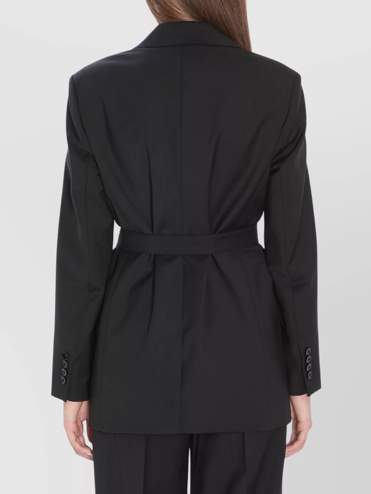 Max Mara Women Black Canvas Talento Belted Blazer In Black