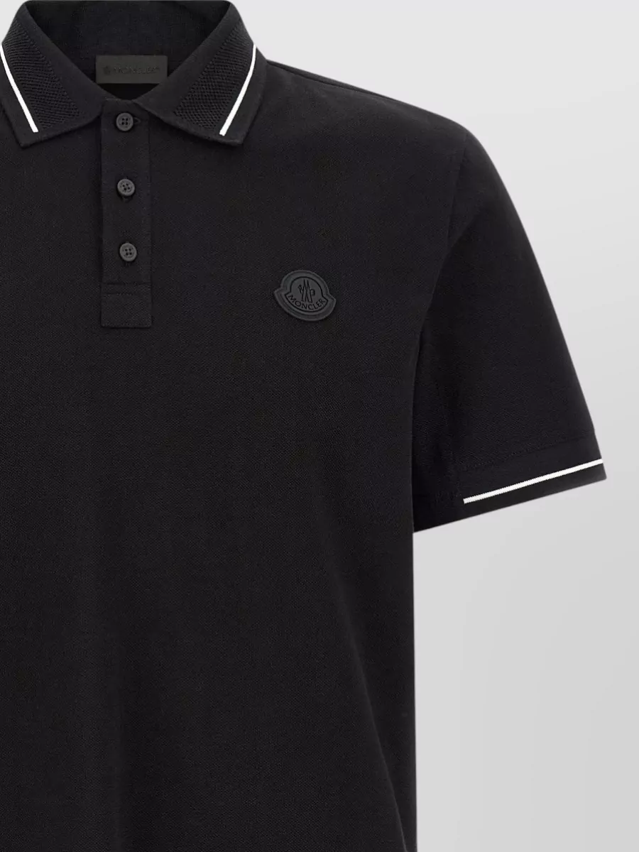 Moncler Polo Shirt Logo Patch Contrast Trim