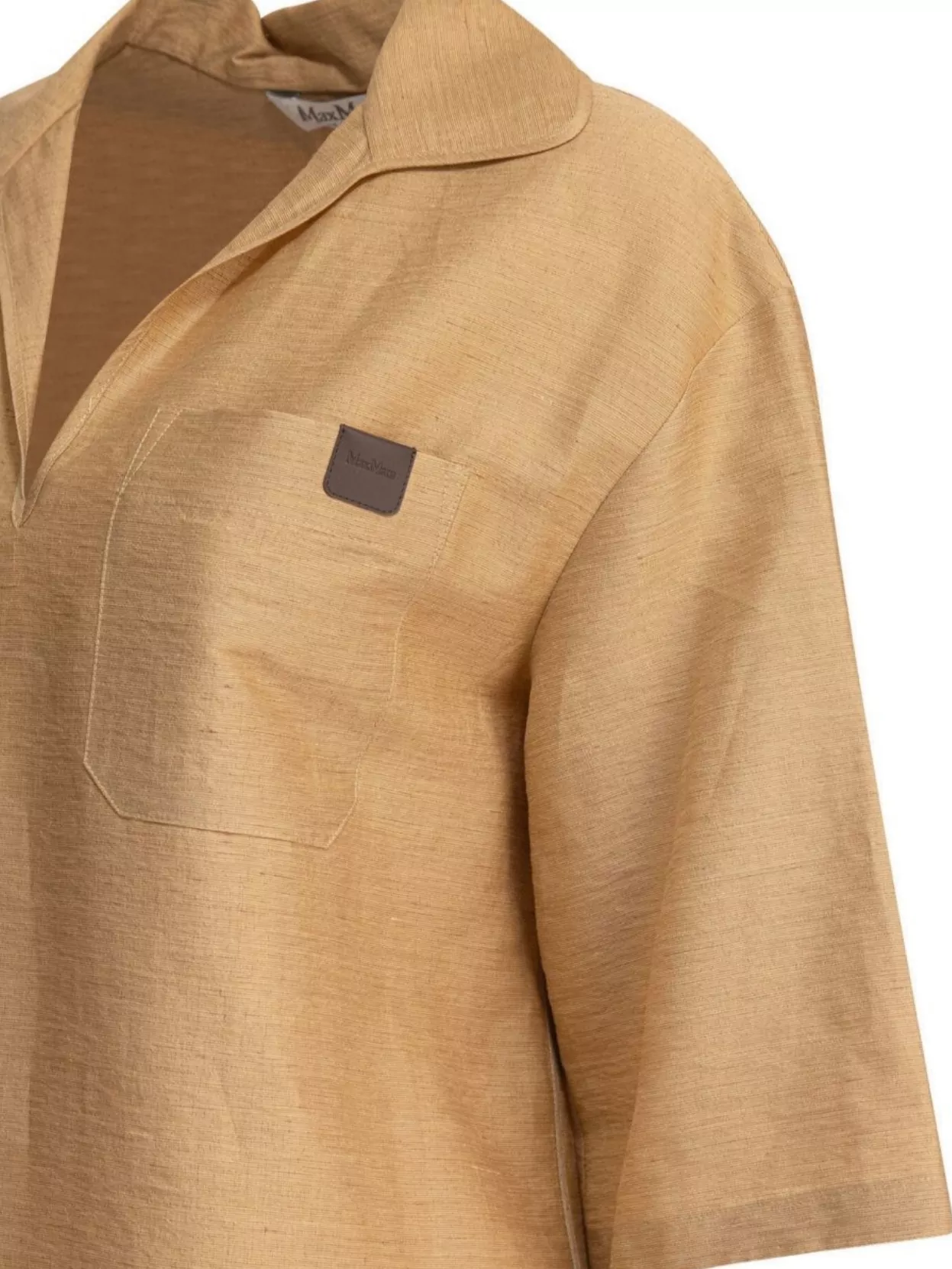 MAX MARA V-NECK POLO SHIRT WITH POCKET AND SIDE SLITS