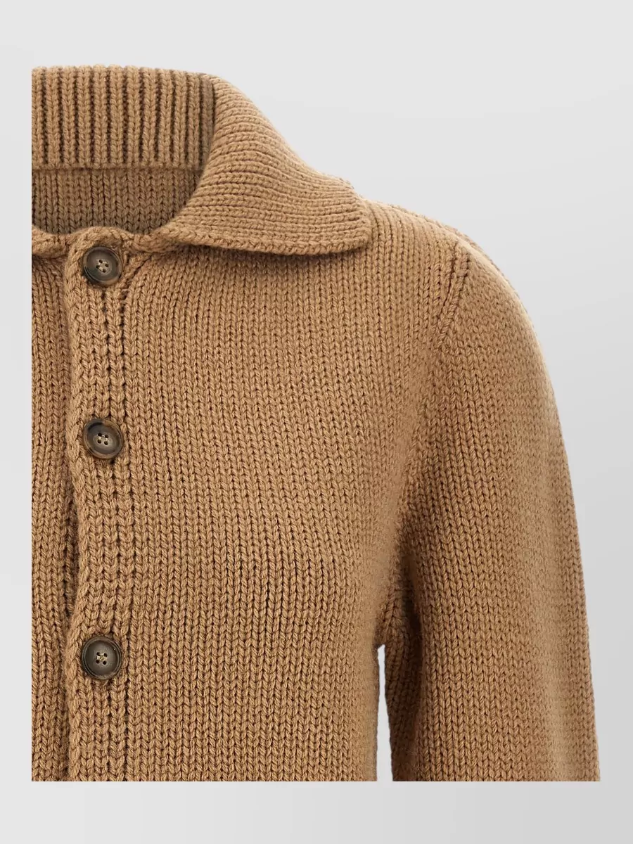 Mm6 Maison Margiela Wool Blend Cropped Ribbed Cardigan