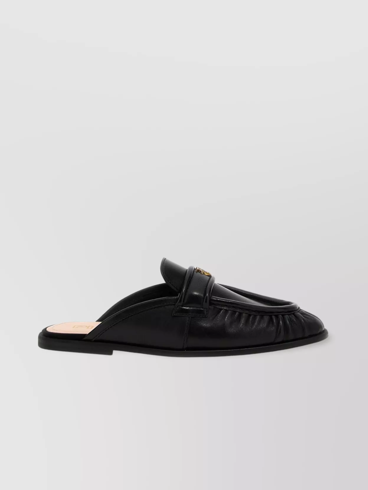 PINKO CLOGS FLAT SOLE GOLD-TONE HARDWARE