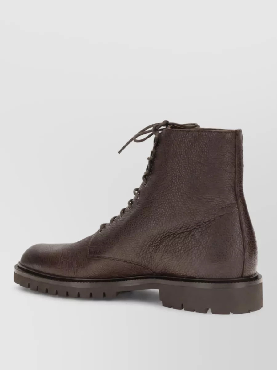 Brunello Cucinelli Leather Lace-Up Ankle Boots