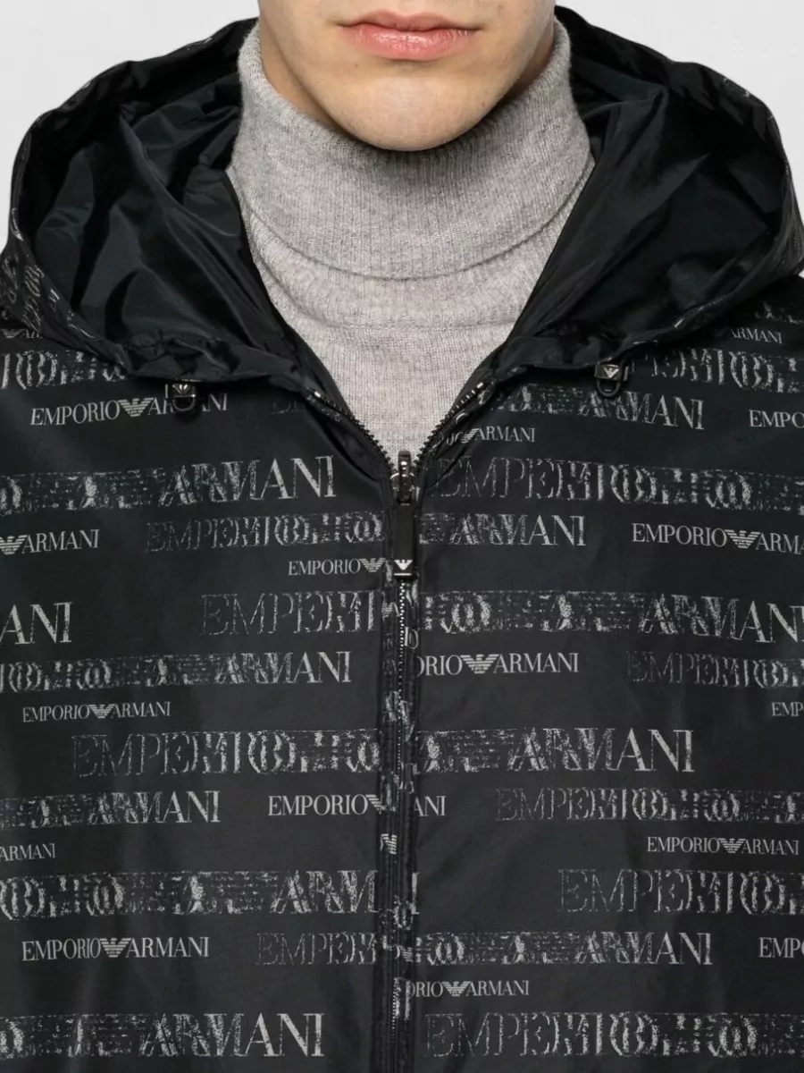 Emporio Armani Logo-Print Hooded Raincoat