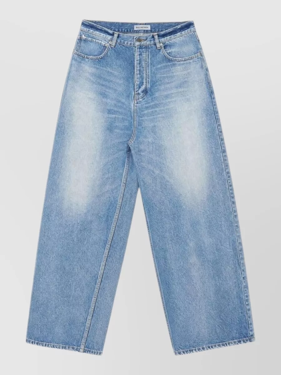 Balenciaga distressed mid-rise wide-leg denim jeans