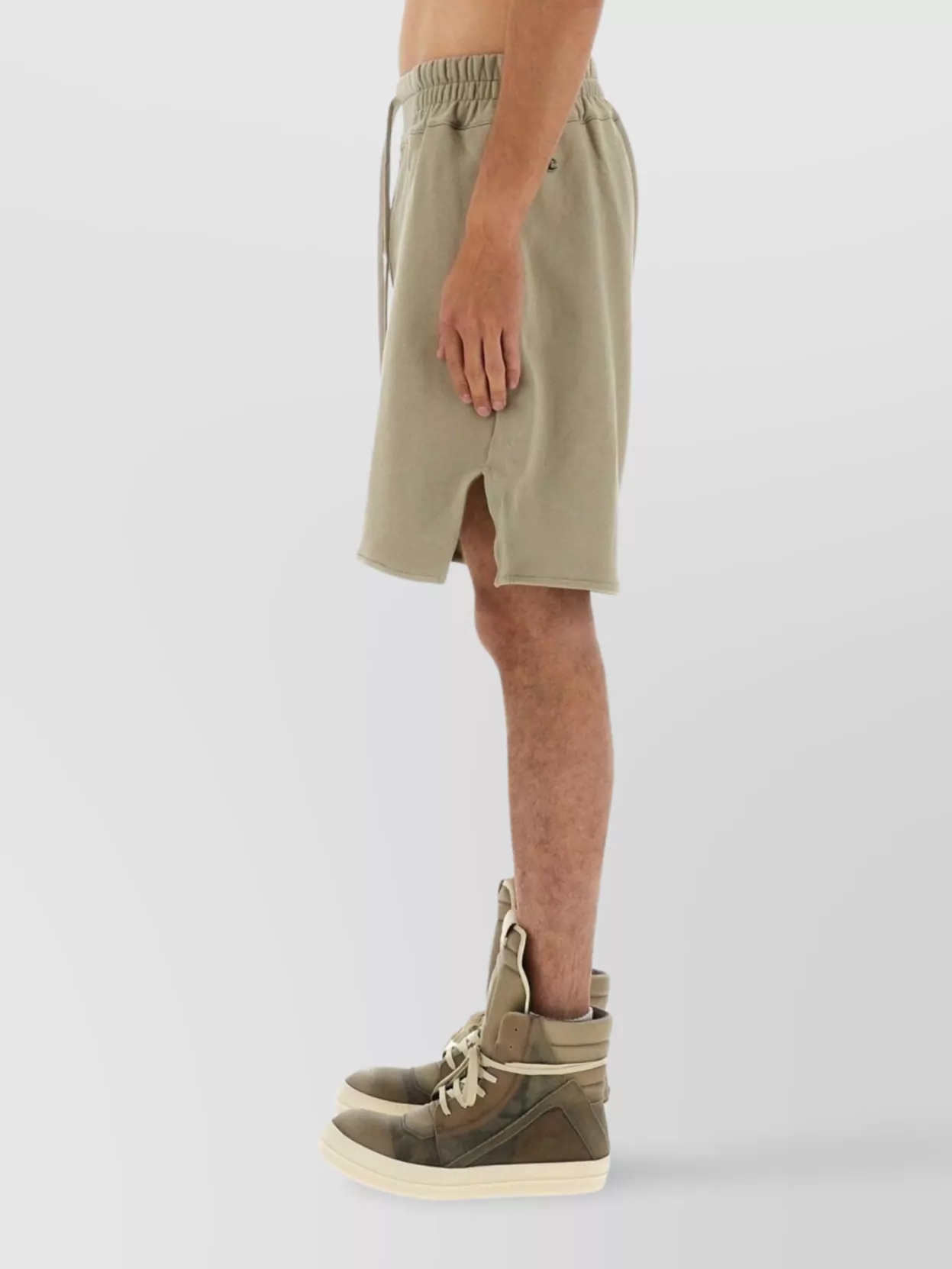 Rick Owens Cotton Knee Length Shorts With Elastic Waistband