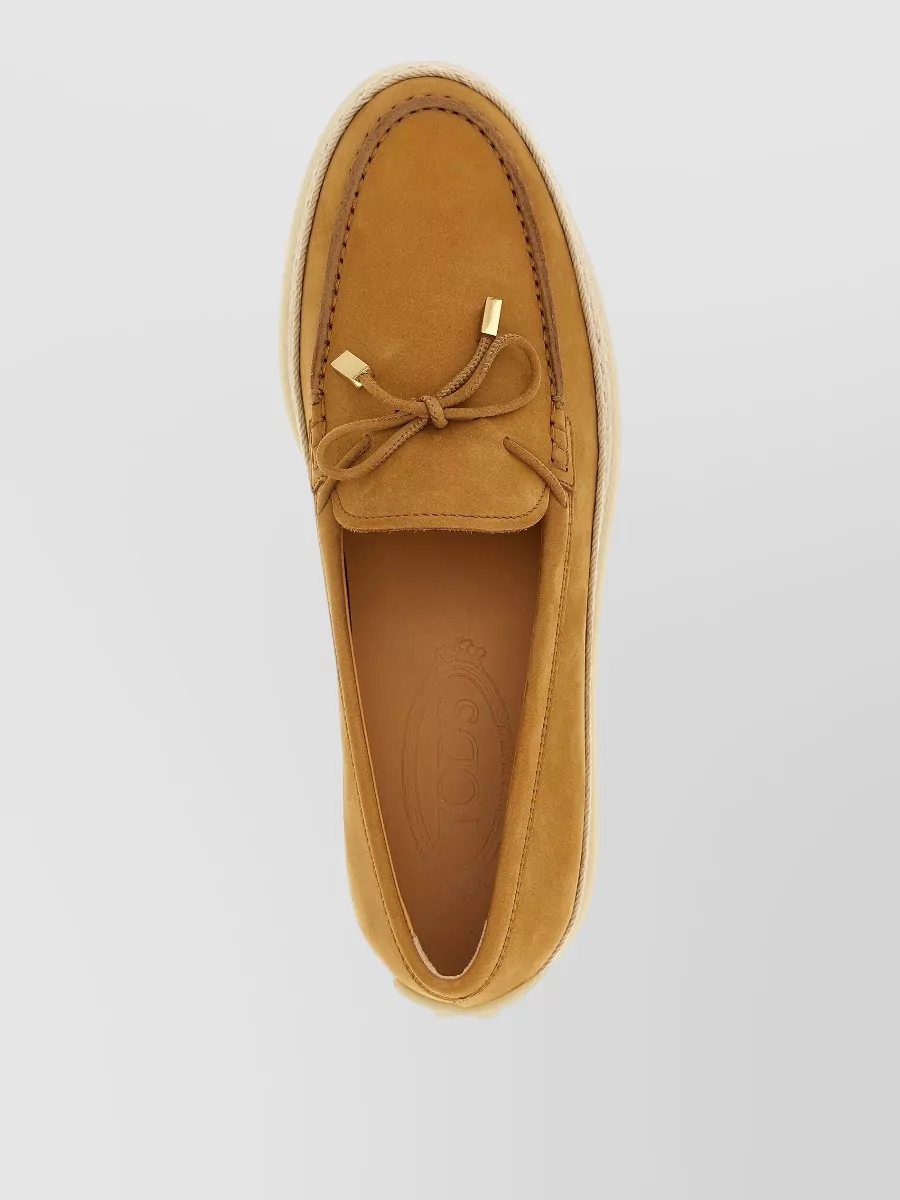 Tod's Gomma Rafia 92K Bow Loafers Rubber Sole