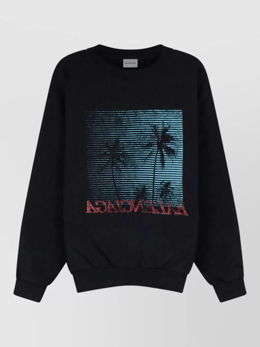 Balenciaga Cotton printed distressed crewneck sweatshirt