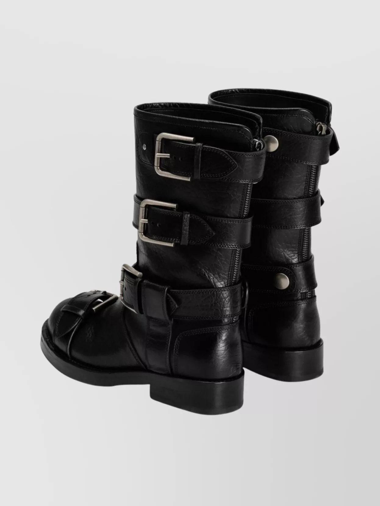 Dolce & Gabbana Stylish Mid-calf Round Toe Chunky Heel Boots In Black
