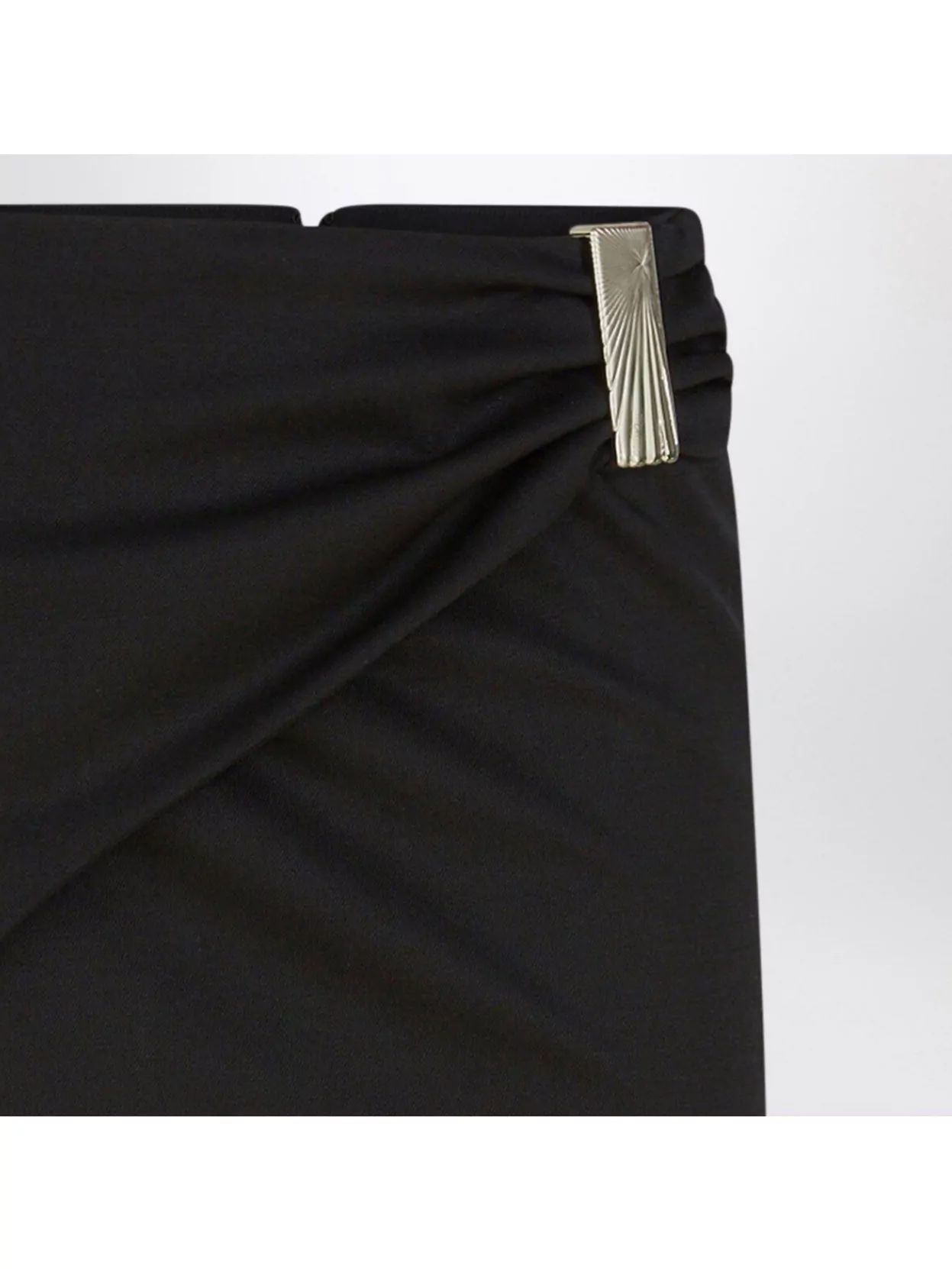 Attico Womens Black Wrap Midi-waist Stretch-wool Mini Skirt In Black