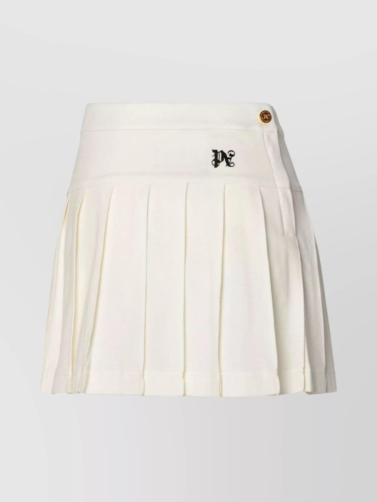 Shop Palm Angels Cotton Pleated High Waist Miniskirt