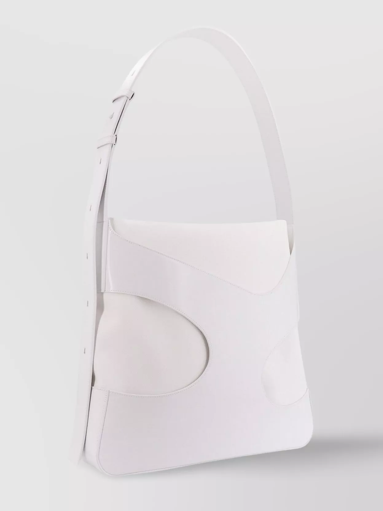Ferragamo Leather And Canvas Shoulder Bag With Cut-Out Design