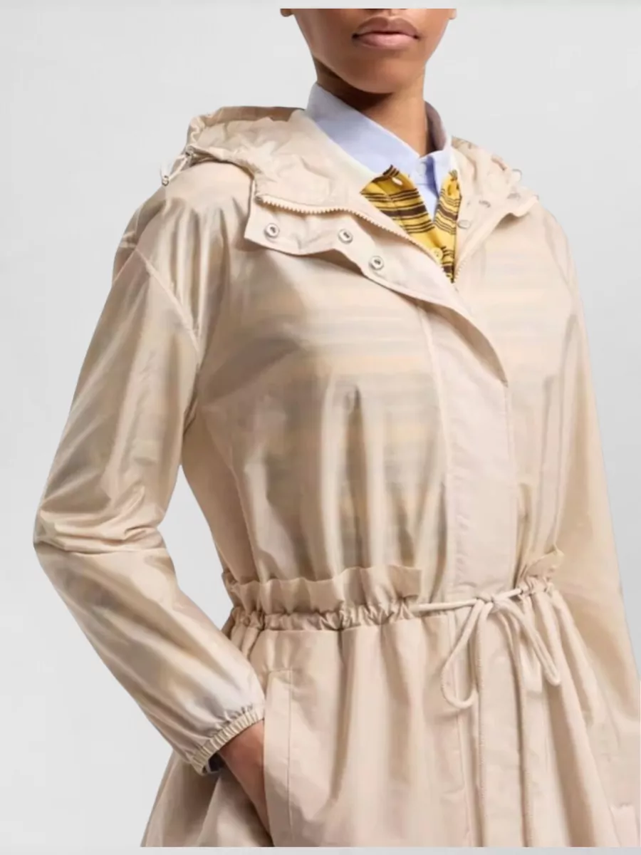 Moncler Nylon Hooded Ruched Fitted Jacket