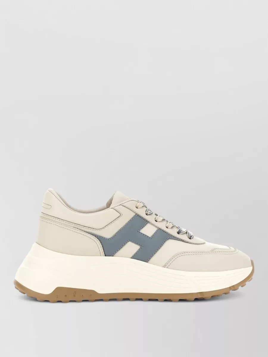 Hogan Silk Upper Sneakers Nylon Detailing Sole Contrast