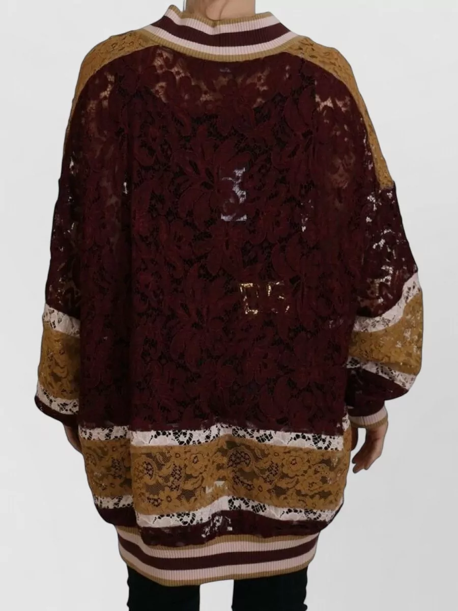 Dolce&Gabbana Lace V-Neck Long-Sleeve Pullover Sweater