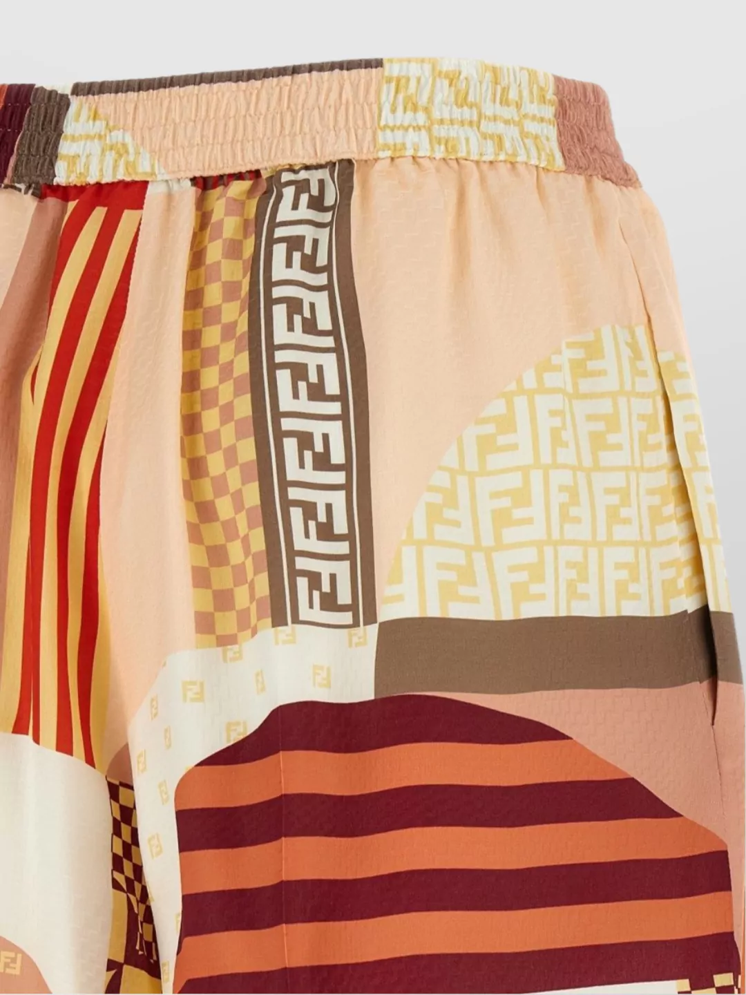 Fendi Graphic Print Silk Patchwork Shorts