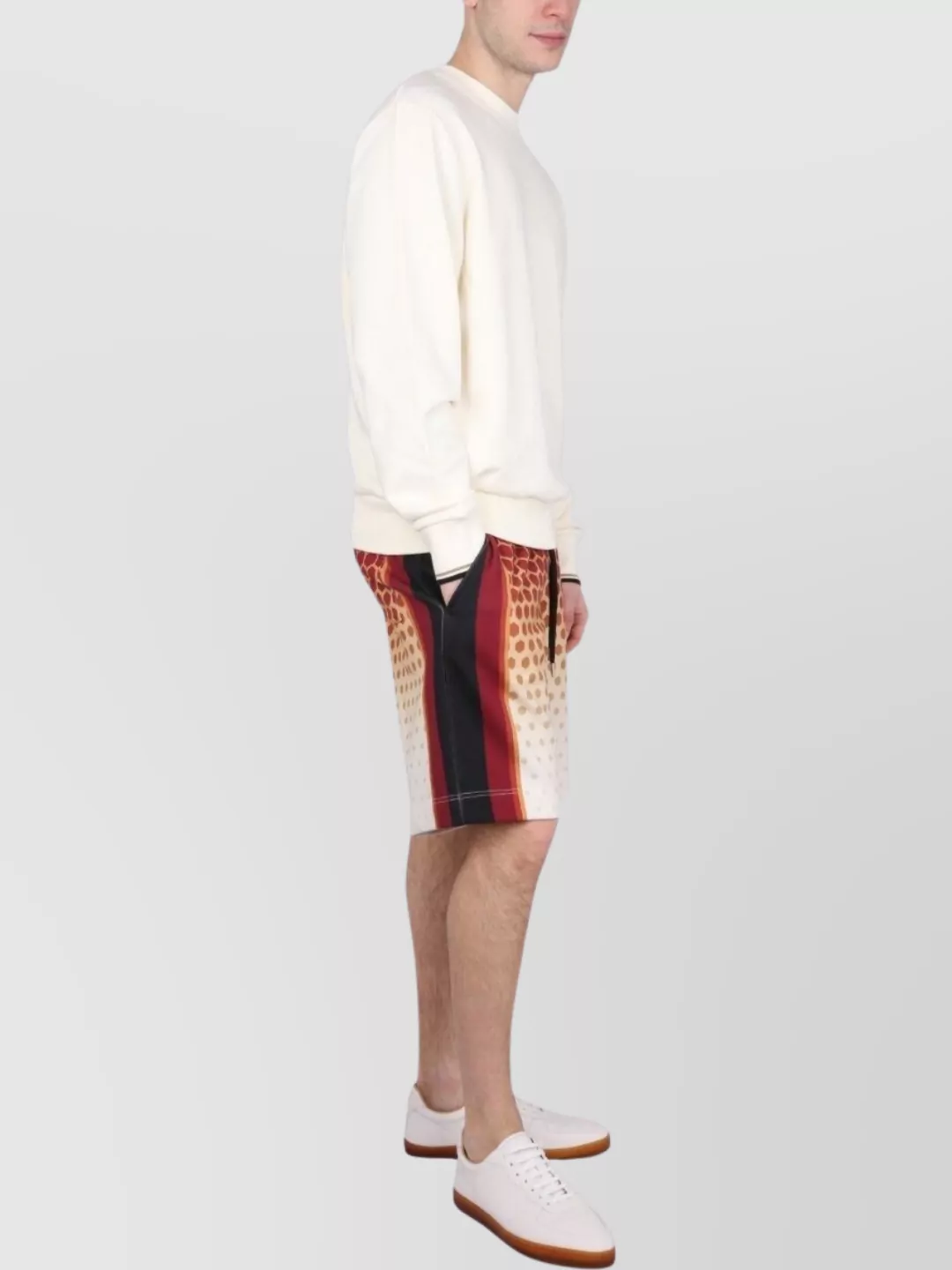 Dries Van Noten Harbor Graphic Print Side Stripe Shorts