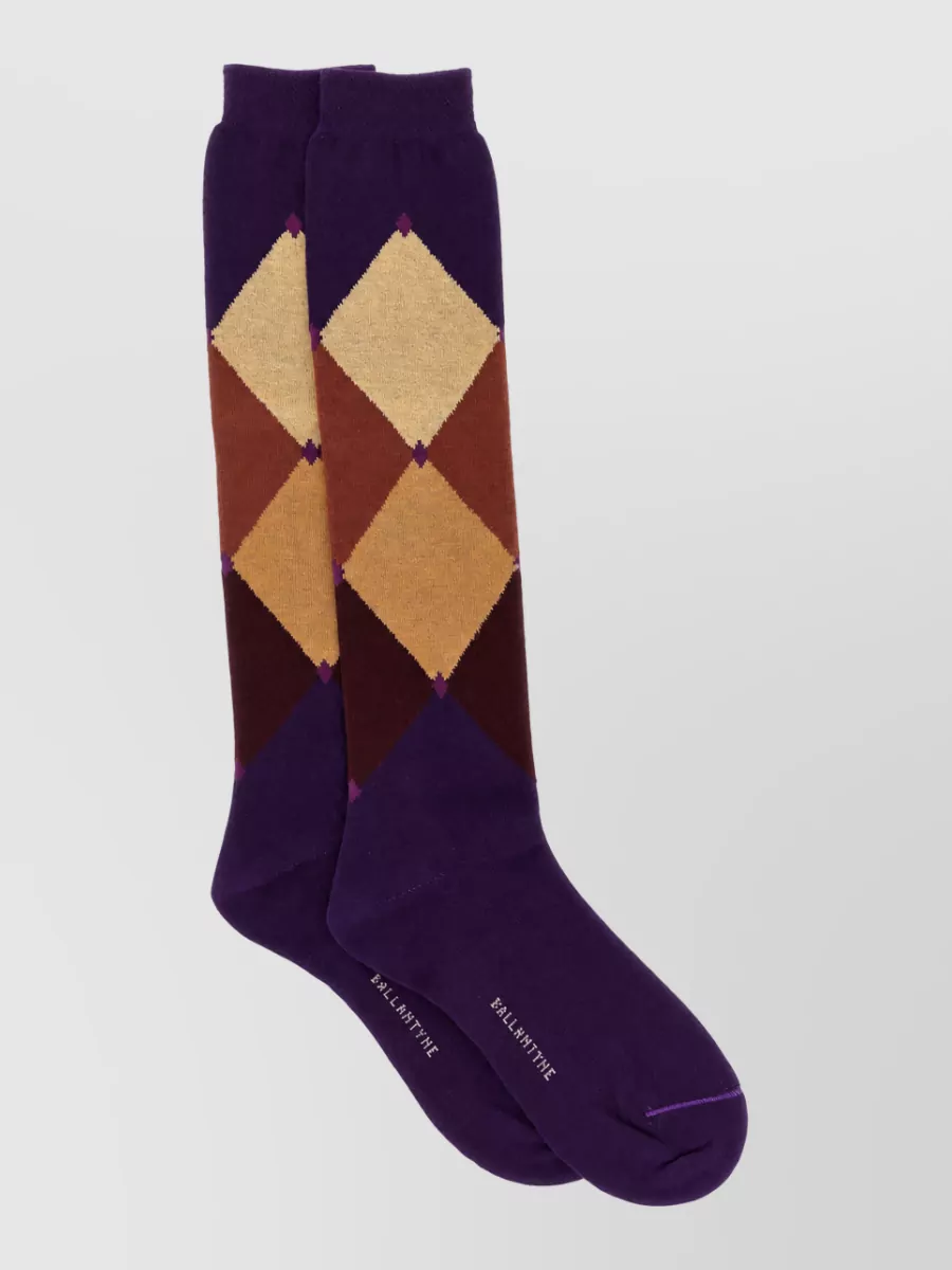 Ballantyne diamond knee-length patterned socks