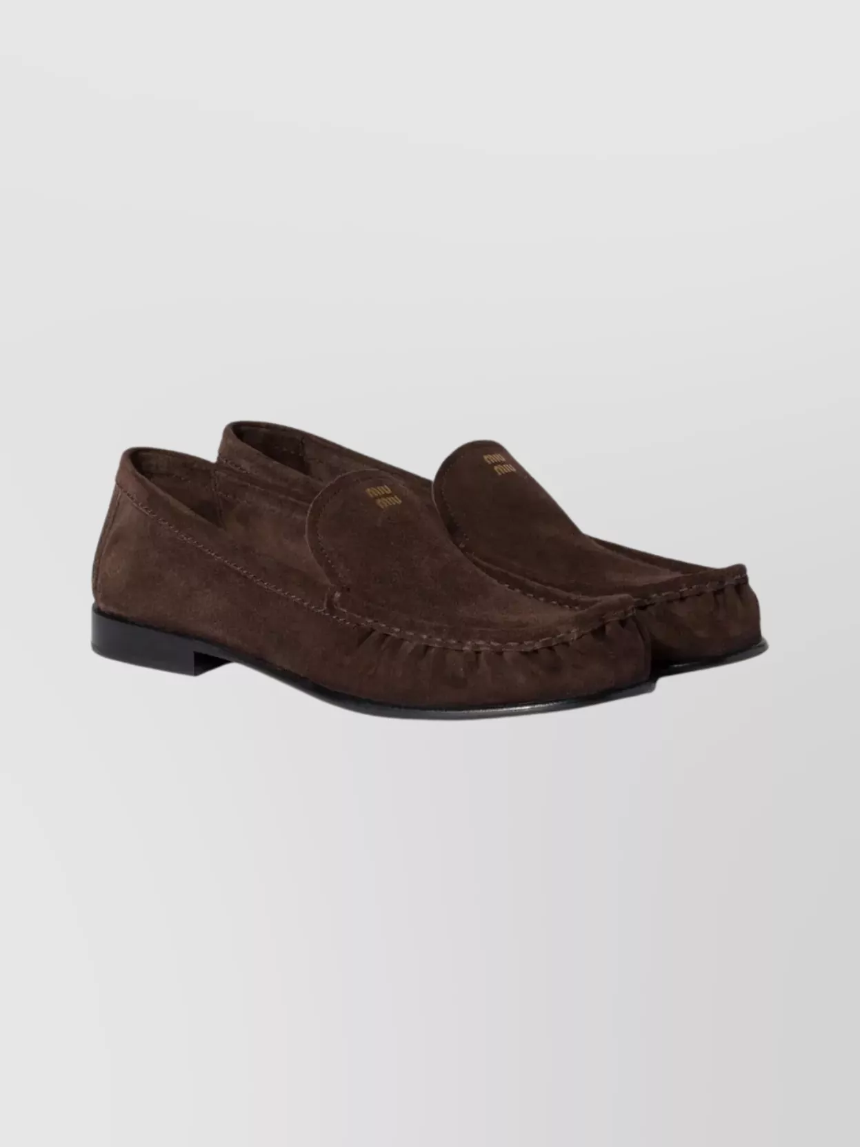 Miu Miu Suede Loafers With Flat Leather Sole In Brown
